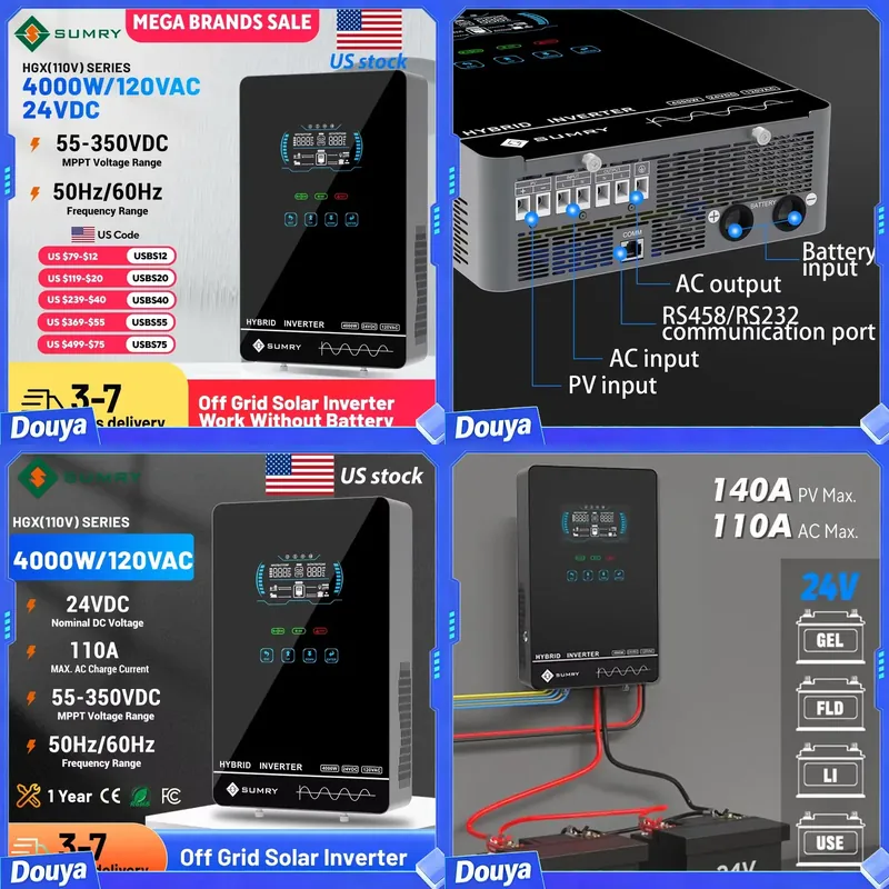 Pure Sine Wave Inverter - Sumry 4KW 120V Off-Grid Solar-Wechselrichter 24V